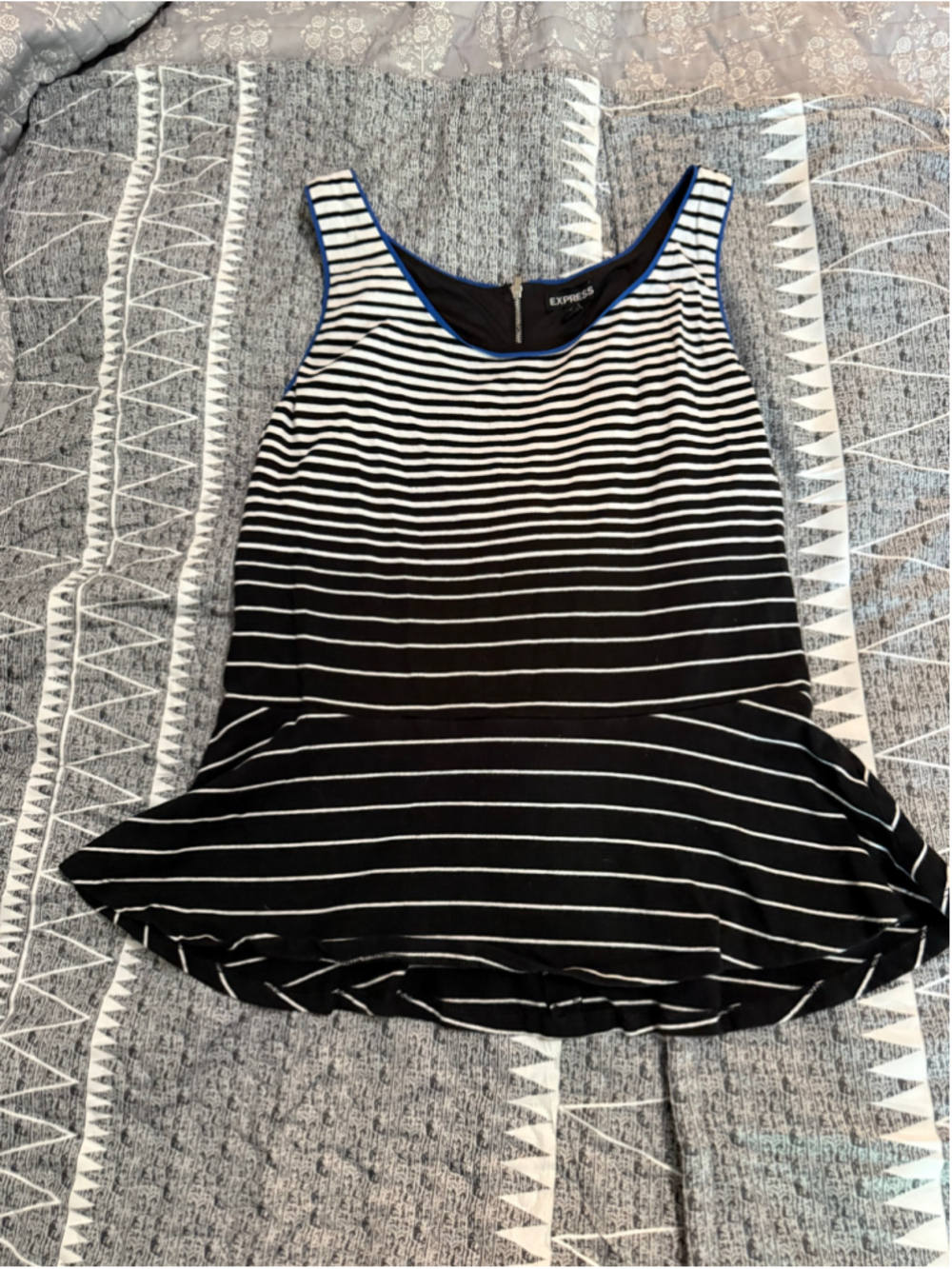 Women's Express Striped Tank Top Black White Size L